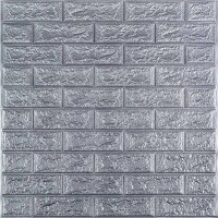 Самоклеющаяся декоративная 3D панель под кирпич серебро 700x770x2мм Самоклеющаяся декоративная 3D панель под кирпич серебро 700x770x2мм